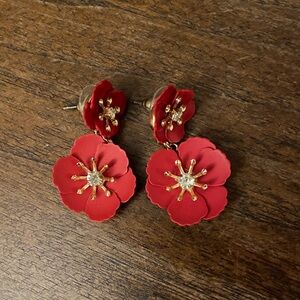 Floral Red Earrings